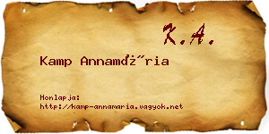 Kamp Annamária névjegykártya